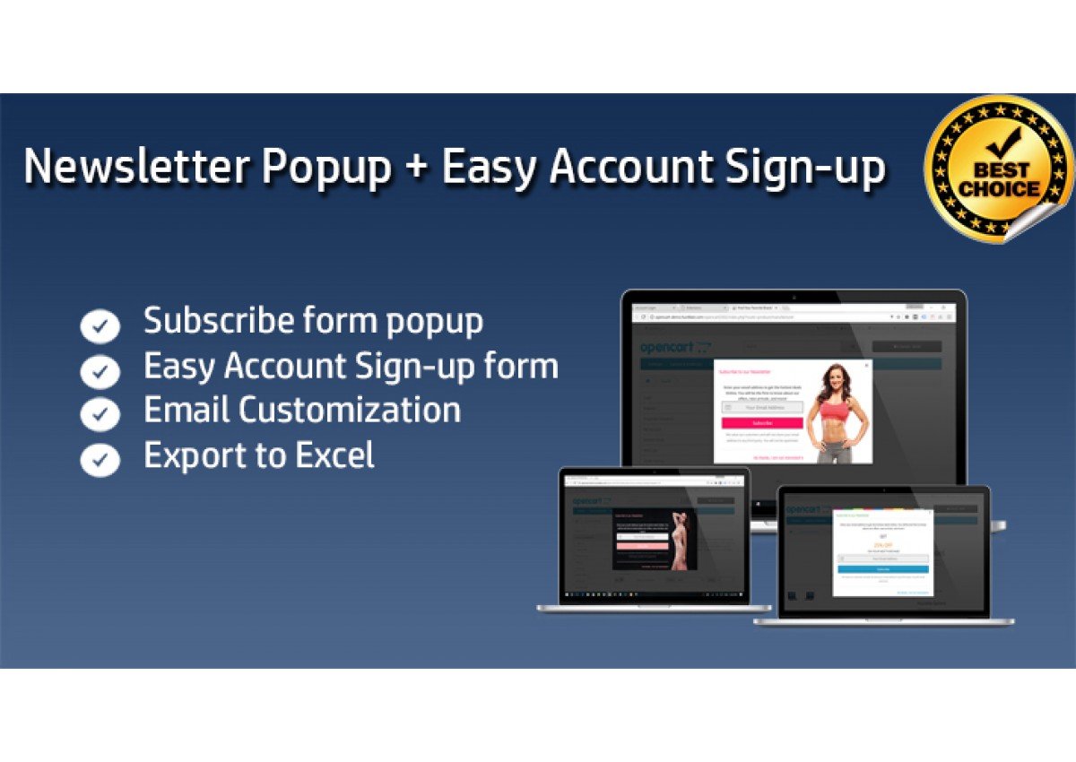 multi-purpose popup/block - newsletter subscribe - easy account