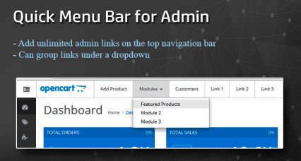 Barre de menu rapide pour la page d'administration d'OpenCart