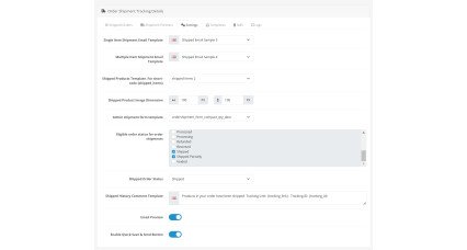 Détails du suivi de l'expédition de la commande pour OpenCart 4