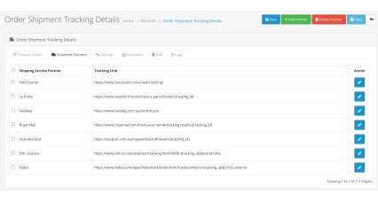 Détails du suivi de l'expédition de la commande pour OpenCart 4