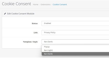 Immagine per Consenso sui cookie per OpenCart