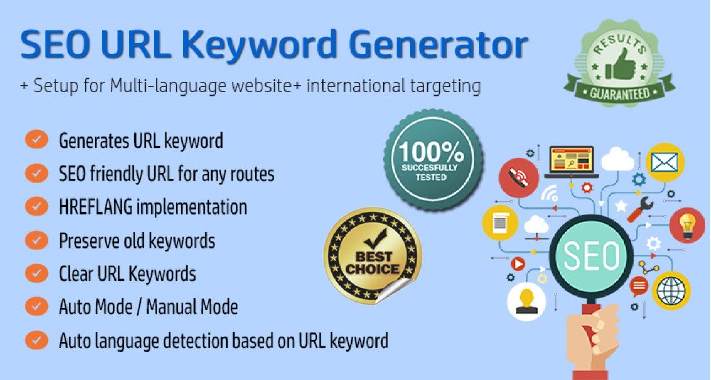 Generador de palabras clave de URL SEO / URL amigable para SEO Extensiones y módulos, Aplicaciones SEO, Extensiones Premium image