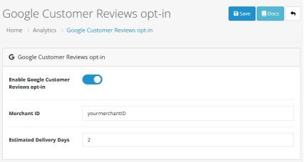 Integração de opt-in do Google Customer Reviews para OpenCart