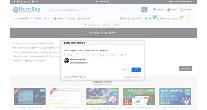 Integração de opt-in do Google Customer Reviews para OpenCart